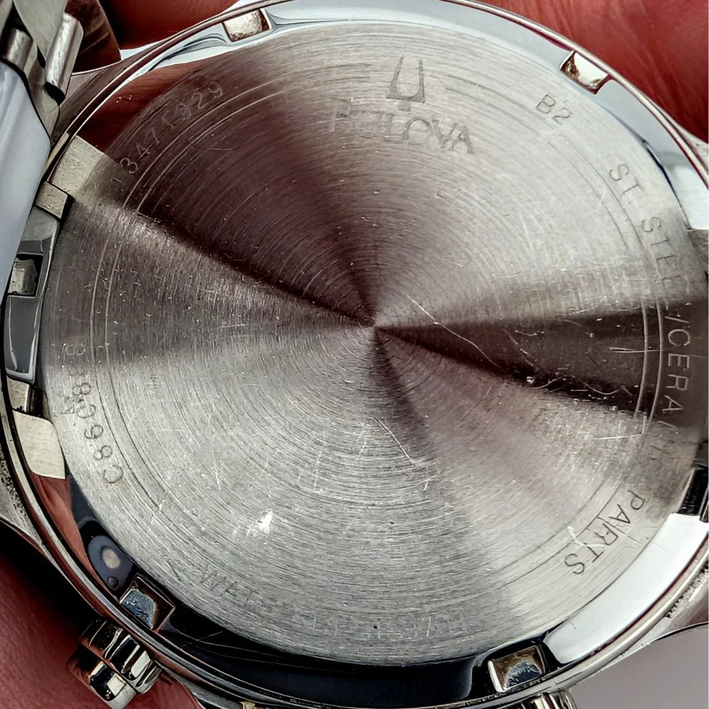 Bulova 98P125 Diamond Chronograph White Ceramic SS Women's Watch 40mm 6